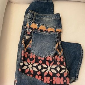Free people limited edition patchwork jeans size 31. Southwestern corduroy patch